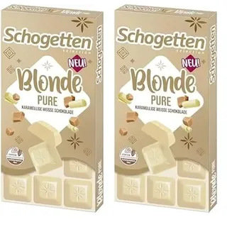 Schogetten Blonde Pure I weiße Karamell-Schokolade I 100 g I praktisch einzeln portioniert (Packung mit 2)