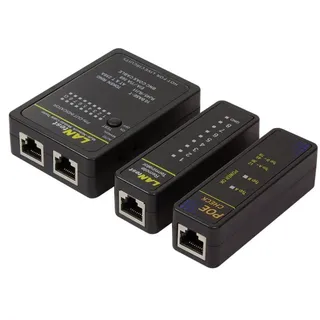 LogiLink Tester für RJ11-, RJ45- und BNC-Kabel, mit Remote Einheit & PoE Finder