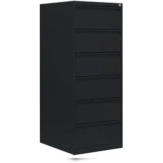 Lüllmann Karteischrank Karteikartenschrank DIN A5 quer zweibahnig 6 Schubladen Schwarz 565629