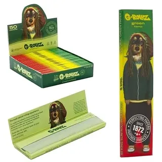 G-Rollz Amsterdam, Pets Rock Reggae, Bio-Hanf Papiere, 25 Heftchen, 50 Blätter pro Heft, Grün