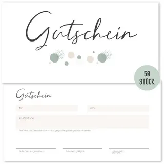 Things of Happiness Blanko Gutscheine zum Ausfüllen (50 Stück) | Set Gutscheinkarten | Geschenkgutschein für Nagelstudio, Friseur, Massage, Kosmetik, etc. (Punkte)