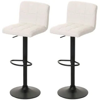 Mendler 2er-Set Barhocker HWC-G87, Tresenhocker Barstuhl, höhenverstellbar drehbar, Stoff Boucle (450g/m2) FSC® ~ creme-weiß