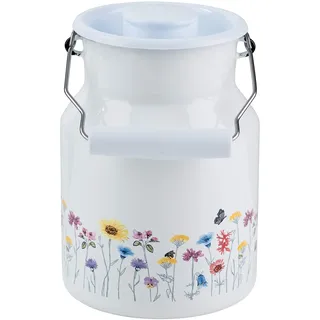 RIESS Riess, Milchkanne Flora mit Deckel, 1,5 Liter, Emaille,
