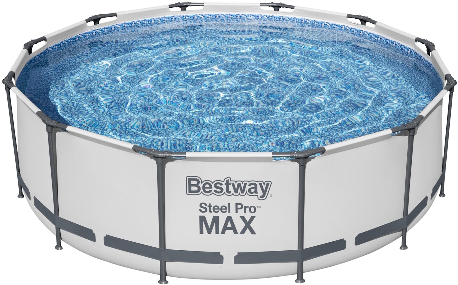 Bestway Steel Pro MAX Frame Pool-Set mit Filterpumpe Ø 366 x 100 cm, lichtgrau, rund