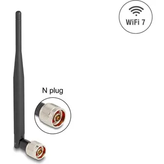 DeLock WiFi 7 Antenne N Stecker 2 - 3 dBi 20,6 cm omnidirektional mit Kippgelenk