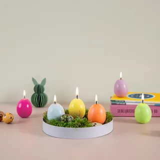 REMEMBER Eierkerzen-Set "Eddy" - veganes Stearinwachs - 5 × 4 cm - farbenfrohe Eierkerzen im 6er-Set