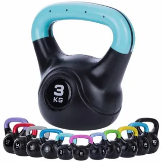 Body & Mind Body & Mind® Kettlebell Kugelhantel 2-20 kg - Workout Gewicht-Hantel für Kraft-Training - Profi Fitness Schwunghantel aus Kunststoff (b - 3 kg)