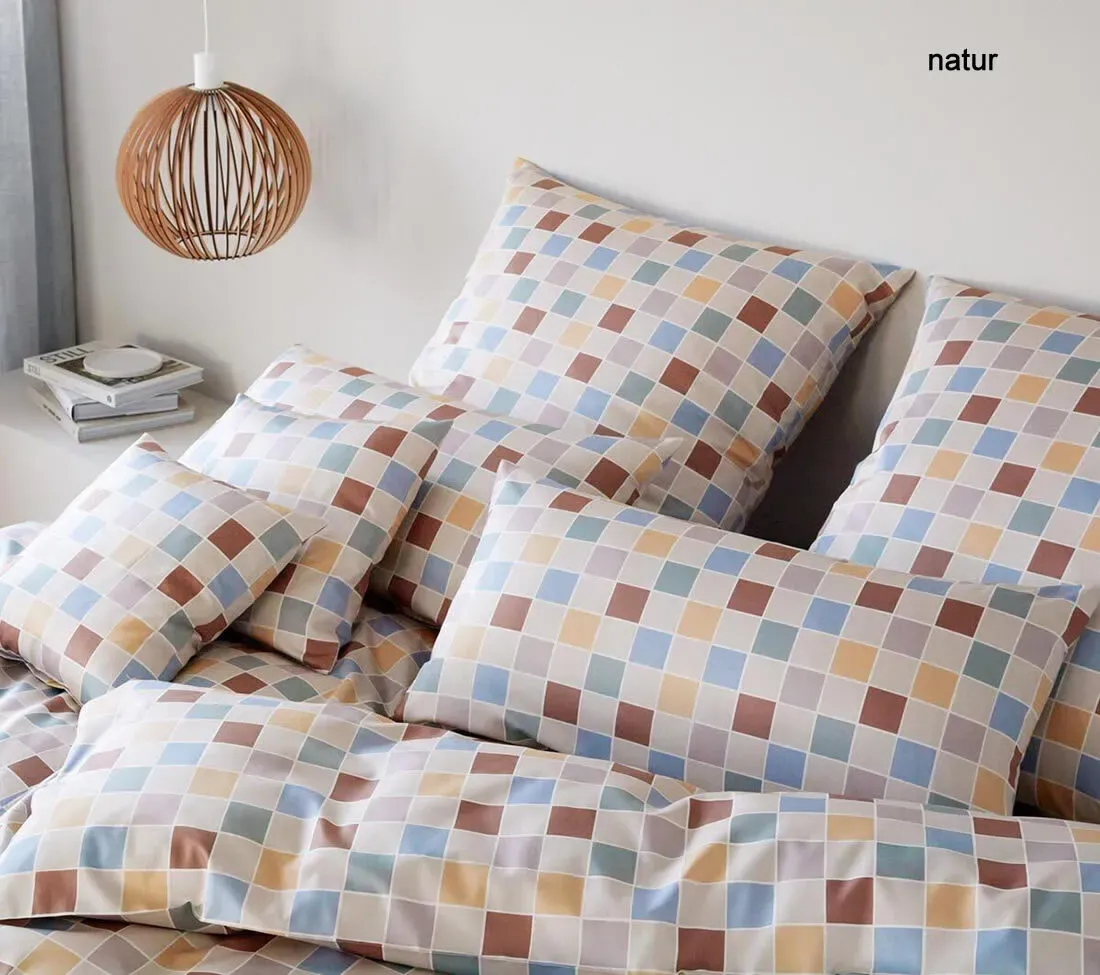 Elegante Interlock-Jersey Bettwäsche Scrabble - 135x200 cm + 40x80 cm	natur