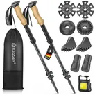 KESSER Wanderstöcke Nordic Walking Stöcke 105-135cm (zum Wandern, Trekking, Skitour & Bergsport - faltbar/Teleskop), für Damen & Herren, Trekkingstöcke verstellbar Carbon + Korkgriff grau 105 cm