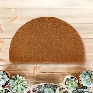 Carpido rutschfeste Kokosmatte - 60 x 90 cm Halbrund 16mm Natur - Für Innen und für den überdachten Außenbereich - 100% Kokos Fußmatte - Türmatte Eingang