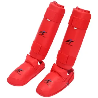 Harilla Boxen Schienbeinschoner Bein Spannschutz Kampfsport Schutzausrüstung boxeo en tailandia Thai Pads Karate MMA für Erwachsene Kinder Training Sparring, Separates rotes M