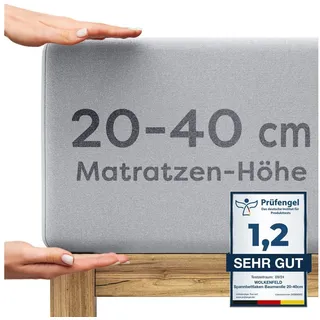 Wolkenfeld Spannbettlaken Jersey 180 x 200 - 200 x 220 cm grau