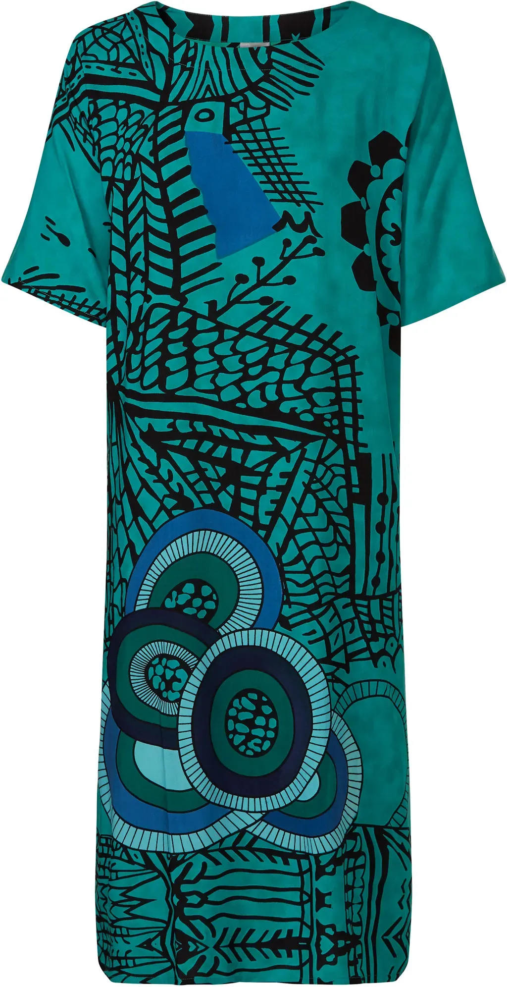 Viskose-Kaftan, Druck blau, 36-42