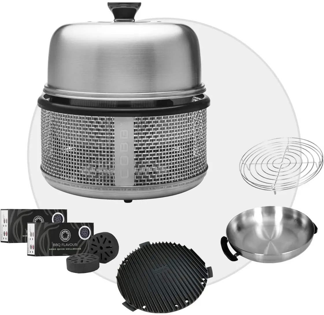 COBB Premier AIR DELUXE Grill inkl. Air Deckel & Griddle & Bratenrost & WOK & BB...