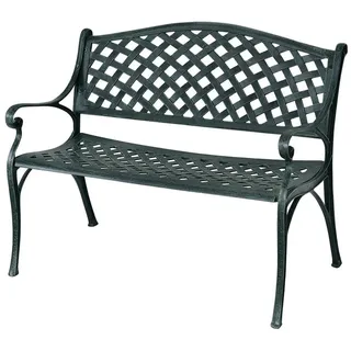 Goplus Gartenbank, Wetterfeste Metallbank, Aluminium-Parkbank mit Rückenlehne & Armlehnen, Outdoor Sitzbank für 2-3 Personen, für Garten, Balkon, Terrasse &