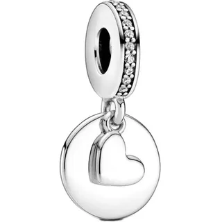 Pandora Gravierbare Herzscheibe Charm-Anhänger aus Sterling Silber mit Zirkonia, Kompatibel Moments Armbänder, 799212C01