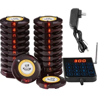 Vevor Restaurant-Pager-System, Kabelloses Warteschlangensignal mit 500 m Reichweite, Piepser zur Rufannahme von Gästen mit Vibration und Blinken, 20 Pager für Imbisswagen, Kirche