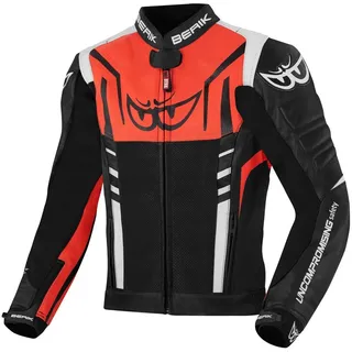 Berik Motorradjacke Striper Motorrad Lederjacke herausnehmbares Innenfutter rot|schwarz 56