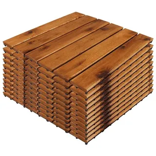 Mojawo Klickfliese 11 Stück ca. 1QM Holzfliese Akazienholz FSC®-zertifiziert 30x30cm Fliese Stecksystem Zuschneidbar