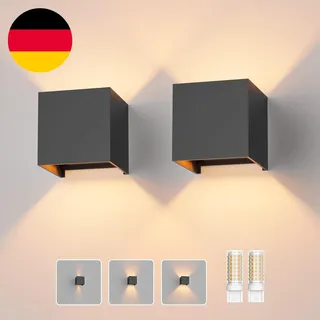 Klighten 2 Stücke LED Wandleuchte Mit Austauschbarer G9 LED Lampe Warmweiß 3000K