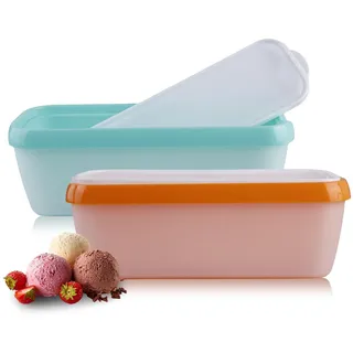 2 Stücke 1.5 L Eiscreme-Behälter, Eisbehälter Für Speiseeis, Speiseeisbehälter, Eis-Container Bpa-Frei In Lebensmittelqualität Für Selbstgemachtes Eis, Sorbets, Joghurt, Stapelbare Vorratsbehälter