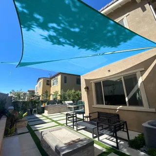 SUNLAX Sonnensegel, 3,4 x 3,4 x 3,6 m, Türkis, rechtes Dreieck, für Außenbereich, Terrasse, Pergola, Abdeckung, Sonnensegel, UV-blockierend