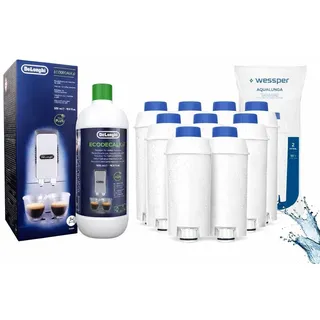 10× Wessper Wasserfilter für DeLonghi Kaffeemaschinen + Original DeLonghi Entkalker ecoDecalk