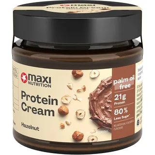 Maxinutrition Protein Cream Haselnuss-Nougat 200g im Glas, Schokoladenaufstrich mit 21% Protein- und 24% Haselnussanteil, mit nur 7,7 Gramm Zucker (80% weniger als herkömmliche Streichcremes)