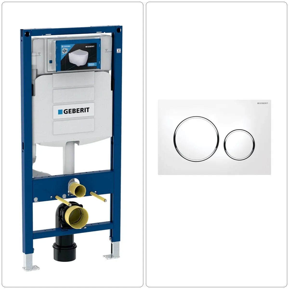 GEBERIT DUOFIX SIGMA WC Vorwandelement mit GEBERIT SIGMA20 Betätigungsplatte, weiß / chrom