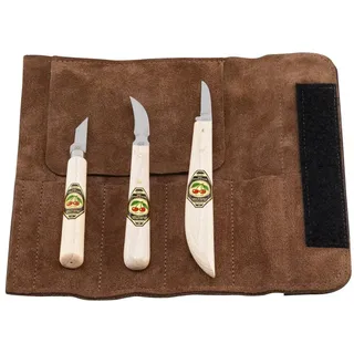 Kirschen Schnitzmessersatz in Velourleder-Rolltasche