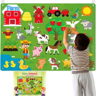 WATINC Montessori Spielzeug Lernspielzeug Kinderspielzeug Filz Farm Story Board Set Vorschule Nutztiere Storytelling Vieh Früherziehung Spielset Pädagogisches Geburtstagsgeschenk für Kleinkinder