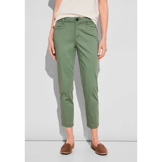 STREET ONE Chinohose, in Satin-Optik, Gr. 46 - Länge 26, dry salvia green, , 37232556-46 Länge 26