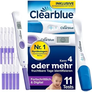 Clearblue Kinderwunsch Kombipack Fortschrittlich & Digital, 10 Ovulationstests + 1 digitale Testhalterung + 1 Schwangerschaftstest Schnelle Erkennung, Fruchtbarkeitstest für Frauen/Eisprung