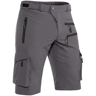 Hiauspor Shorts Herren, Sommer Leichte Schnelltrocknend mit 5 Taschen Cargo Bermuda Wanderhose Sport Chino Trekking Outdoor MTB Hose Männer Kurz Atmungsaktiv Stretch (Grau, XL) - XL