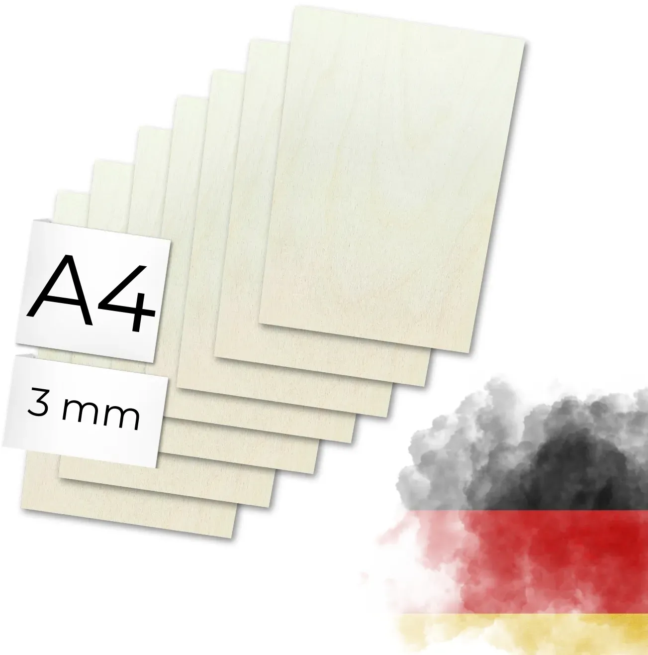Sperrholz Birke 3mm - Premium Holzplatten für Lasercut, Gravur, Basteln, glatte Oberfläche, ideal für Modellbau, Brandmalerei und DIY-Projekte - von Genisys, Größe: A4 15x