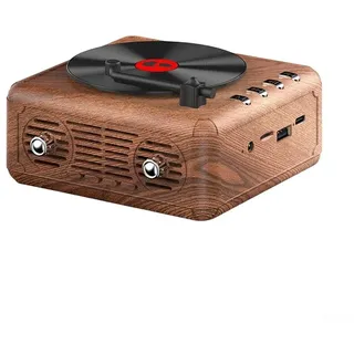 Feegow CD-Player, tragbar, Retro, verbesserter CD-Player und Bluetooth-Lautsprecher, 2-in-1, 5 V, wiederaufladbarer CD-Player mit Lautsprechern, BGM-Player für Auto/Zuhause (Holzmaserung)