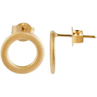 AKZENT Ohrring-Set Ronda 925/- Echt Silber Ohrstecker, rund, mattiert (Paar), Damen Ohrring goldfarben