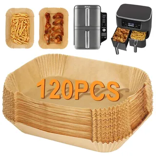 lablanc BYKITCHEN 120Stück Backpapier für Heißluftfritteuse Ninja Double Stack XL 9.5L SL400EU, Air Fryer Zubehör, für AF300EU AF400EU,Ninja Double Stack XL, Cookwise & anderen Dual Zone Airfryer