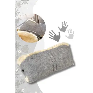 Fellhof Kinderwagen Handwärmer, Handmuff Filz hellgrau