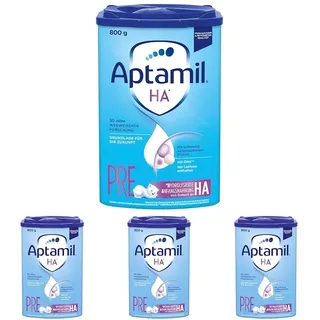 Aptamil HA PRE – Anfangsmilch von Geburt an, Mit DHA, Nur Laktose, Ohne Palmöl, Babynahrung, Milchpulver, 800 g (4er Pack)
