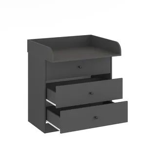 KOMTO Wickelkommode mit Schubladen - Baby Kommode mit Wickelaufsatz, Wickeltisch, Wickelschrank mit abnehmbarer Wickelsatz Anthrazit | Lulliblox M3