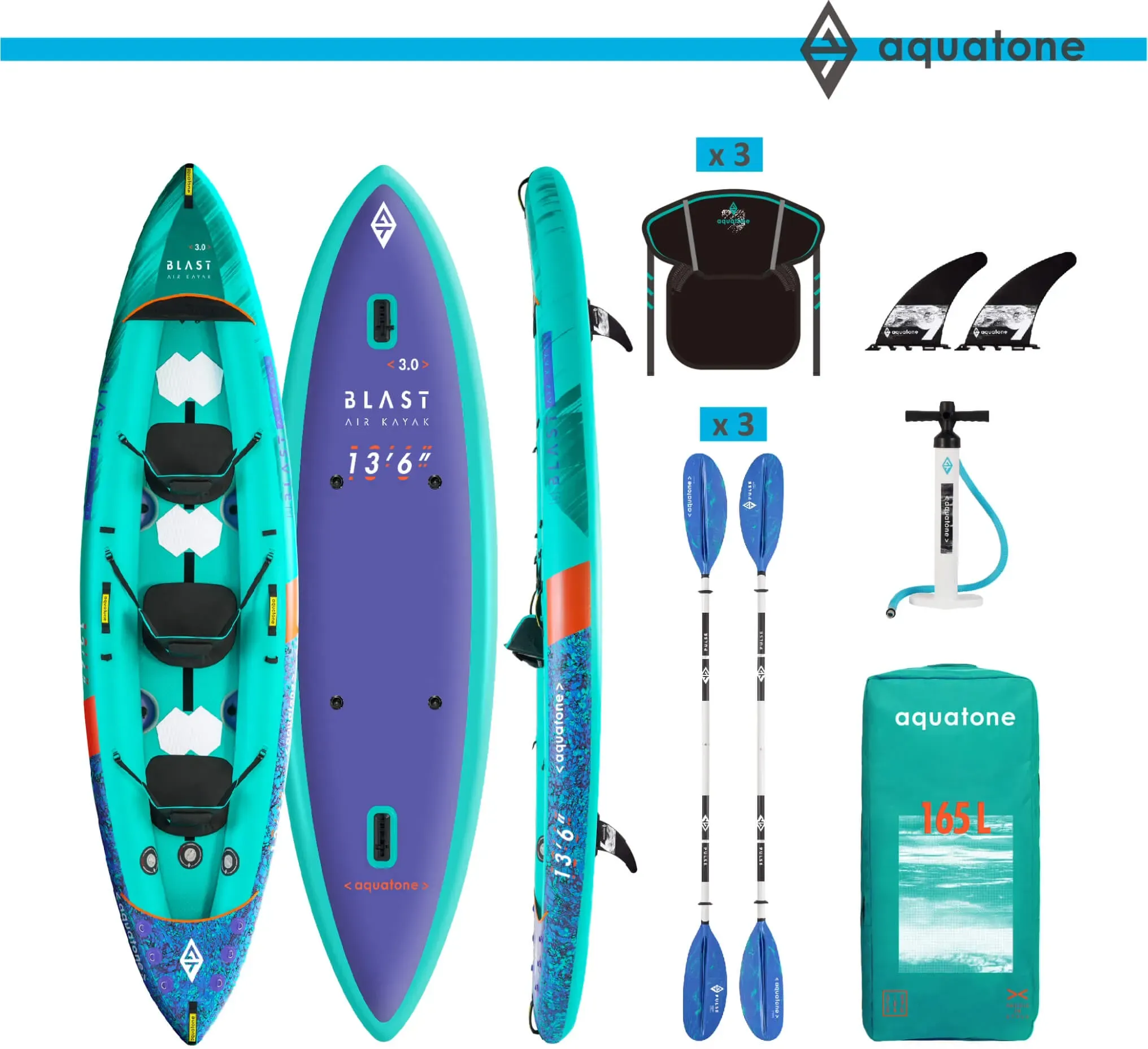Aquatone Blast 13'6" Kajak Dreisitzer 410 cm 2026