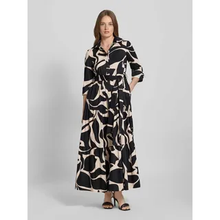Maxikleid aus Baumwoll-Mix mit Umlegekragen, Beige, 38