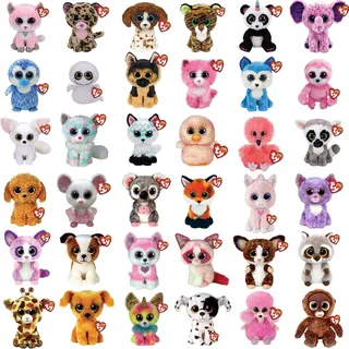 Ty - Sortiment 5 Beanie Boo's Plüschtiere 15 cm - Die weichen Puppen mit großen glitzernden Glitzeraugen - Zufällige Auswahl - Keine Doppel