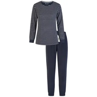 By Louise Schlafanzug Damen Frottee Schlafanzug (2 tlg) Modisches Design blau XL