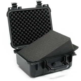 Wiltec Universalkoffer 35x29,5x15 cm schwarz, Schutzkoffer wasserdicht mit Druckausgleichsventil & anpassbaren Schaumstoffmatten