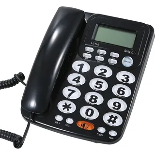 L011B Festnetz für Büro und Zuhause, Freisprechen | 5-stufige Helligkeitsanpassung | 50 Gruppen für eingehende Anrufe + 14 Gruppen für die Spei... - Schwarz