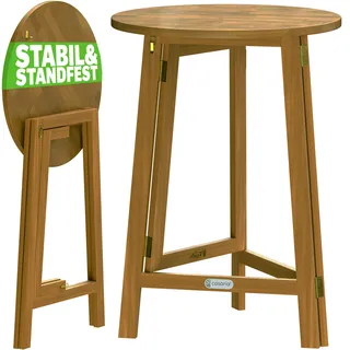 CASARIA Stehtisch Bistrotisch Klappbar 110cm Hoch Ø80 cm Rund Rustikal Indoor Outdoor Biertisch Gartentisch Klapptisch Partytisch