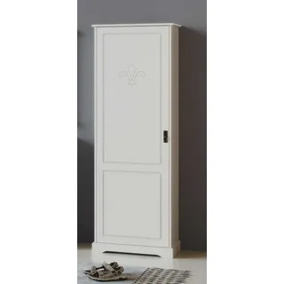 Home Affaire Garderobenschrank »Lille Mehrzweckschrank Breite/Höhe: 67/187 cm«, aus massiver Kiefer, mit schöner Lilien-Fräsung, Jugendstil-Griffe, weiß