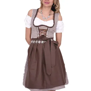 Dirndl Trachtenkleid 478GT Braun kariert (36) - 36